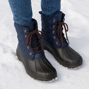 Sperry Blue and Brown Quilted Winter Boots